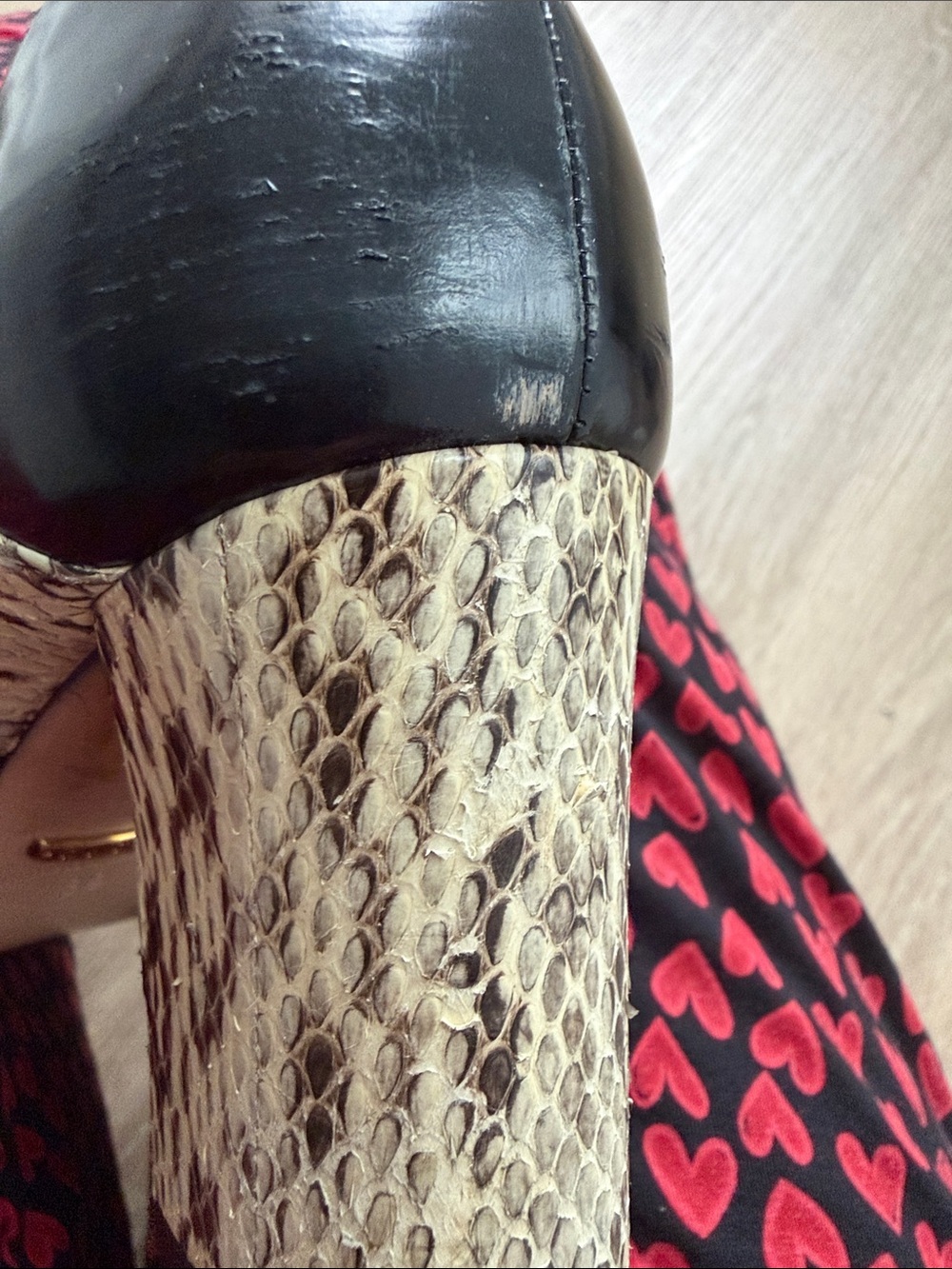 Gucci Python Bow Leather Pumps Block Heel Black Made in Italy EU 39 - Picture 11 of 16